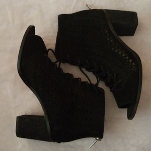 Vince Camuto lace-up/zippered heels